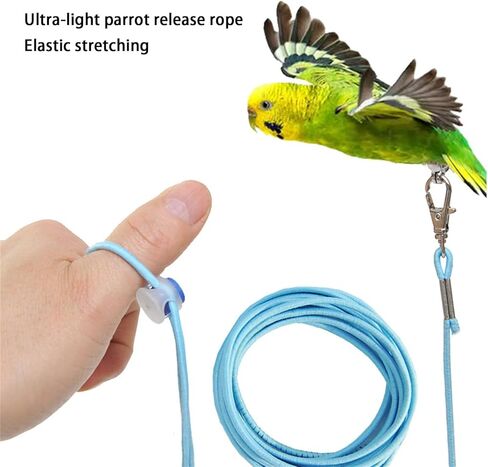 Escape Proof Parrot Bird Leash with Cord Elastic Bird Leash with Metal Ankle Rings Pet Bird Training Rope 3Meter in Saudi Arabia