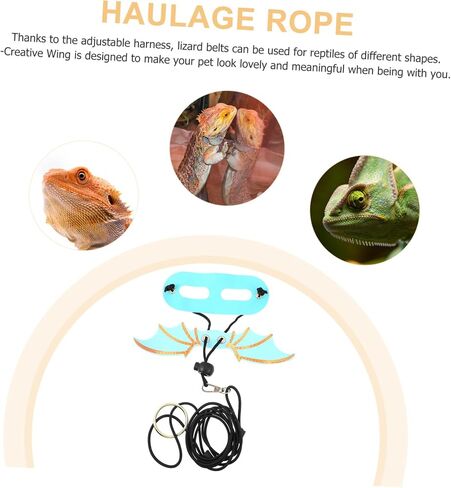 Generic 5Pcs Adjustable Reptile Harness Leash with Wings for Bearded Dragon and Lizard Soft Skin-Friendly Outdoor Walking Strap for Small Pets in Saudi Arabia