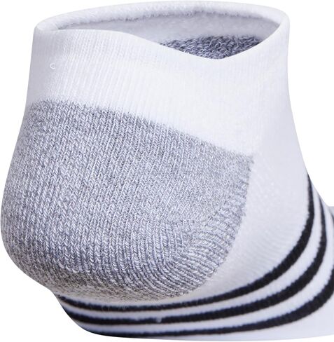 adidas Men's 3-Stripe No Show Socks with Arch Compression for a Secure fit (3-Pair), Black/Onix Grey/White, Large in Saudi Arabia