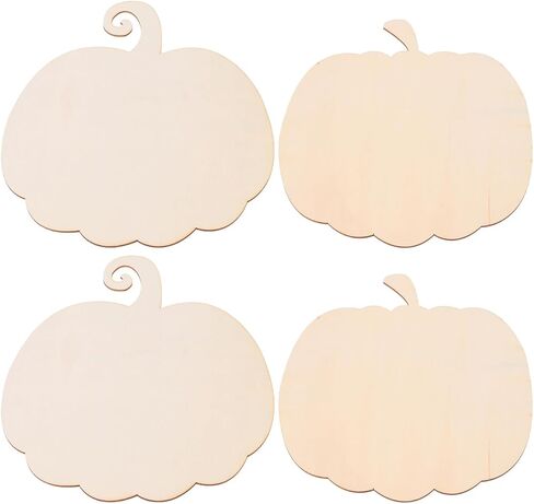 Housoutil Halloween Pumpkin Shape Wooden Boards, 4PCS DIY Unfinished Wood Crafting Chips, Paint Craft Accessories for Thanksgiving Fall Party Halloween Decoration in Saudi Arabia
