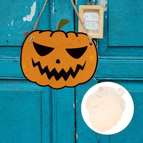Housoutil Halloween Pumpkin Shape Wooden Boards, 4PCS DIY Unfinished Wood Crafting Chips, Paint Craft Accessories for Thanksgiving Fall Party Halloween Decoration in Saudi Arabia