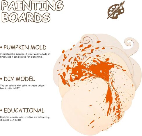 Housoutil Halloween Pumpkin Shape Wooden Boards, 4PCS DIY Unfinished Wood Crafting Chips, Paint Craft Accessories for Thanksgiving Fall Party Halloween Decoration in Saudi Arabia