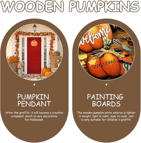 Housoutil Halloween Pumpkin Shape Wooden Boards, 4PCS DIY Unfinished Wood Crafting Chips, Paint Craft Accessories for Thanksgiving Fall Party Halloween Decoration in Saudi Arabia