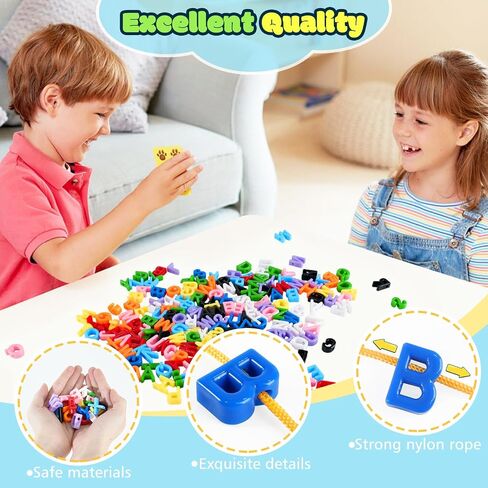 278 PCS LISK LETTERS حبات ، ألعاب التعلم الأبجدية الصغيرة ، 10 حبات ألوان قوس قزح مع 18 Lates ، لعبة ما قبل المدرسة والمنزل التعليمية للأطفال الذين تتراوح أعمارهم بين 3 سنوات ، العودة إلى اللوازم المدرسية in Kuwait