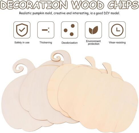 Housoutil Halloween Pumpkin Shape Wooden Boards, 4PCS DIY Unfinished Wood Crafting Chips, Paint Craft Accessories for Thanksgiving Fall Party Halloween Decoration in Saudi Arabia