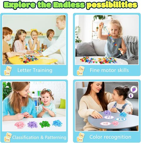 278 PCS LISK LETTERS حبات ، ألعاب التعلم الأبجدية الصغيرة ، 10 حبات ألوان قوس قزح مع 18 Lates ، لعبة ما قبل المدرسة والمنزل التعليمية للأطفال الذين تتراوح أعمارهم بين 3 سنوات ، العودة إلى اللوازم المدرسية in Kuwait
