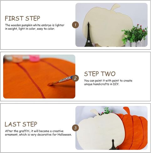 Housoutil Halloween Pumpkin Shape Wooden Boards, 4PCS DIY Unfinished Wood Crafting Chips, Paint Craft Accessories for Thanksgiving Fall Party Halloween Decoration in Saudi Arabia