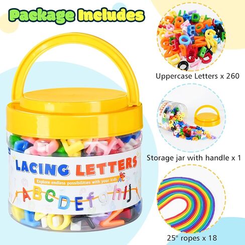 278 PCS LISK LETTERS حبات ، ألعاب التعلم الأبجدية الصغيرة ، 10 حبات ألوان قوس قزح مع 18 Lates ، لعبة ما قبل المدرسة والمنزل التعليمية للأطفال الذين تتراوح أعمارهم بين 3 سنوات ، العودة إلى اللوازم المدرسية in Kuwait