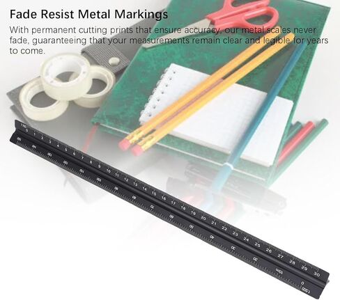 TOPINCN Engineer Scale Ruler, Aluminum Triangular Ruler for Architecture, Engineering, Triangular Engineer Scale Ruler, Architectural Scale Ruler in Kuwait