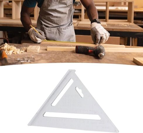 Triangle Ruler Aluminum Alloy Black Matte Finish 7 Inch Woodworking Triangle Square Angle Ruler Saw Guide Framing Square for Woodworking Projects Carpentry DIY (Metric 16CM) in Saudi Arabia