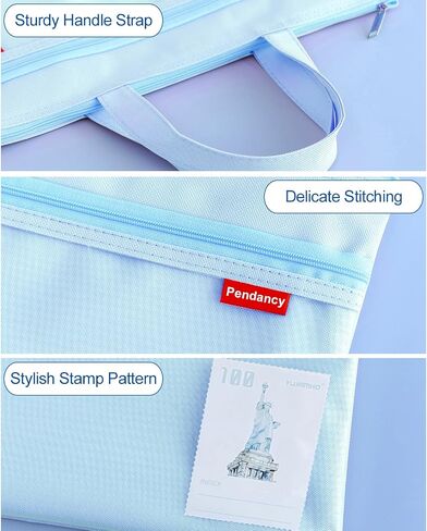 Pendancy Mesh Zipper Pouch 11x13.7 in, Large Double Pocket Waterproof File Bag with Handle, A4 Size Foldable Document Storage for Puzzle Project/Cross Stitch/Travel/Office（Pink） in Kuwait