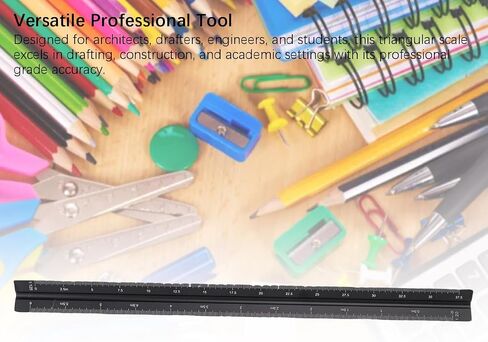 EVGATSAUTO 30cm Aluminium Engineering Scale, 1:20-1:25 Precise Architectural Scale Ruler Set for Architects, Engineers, and Students, Black in Saudi Arabia