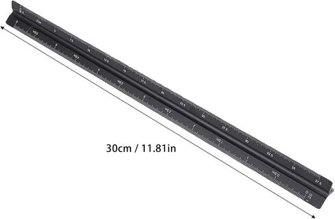 EVGATSAUTO 30cm Aluminium Engineering Scale, 1:20-1:25 Precise Architectural Scale Ruler Set for Architects, Engineers, and Students, Black in Saudi Arabia