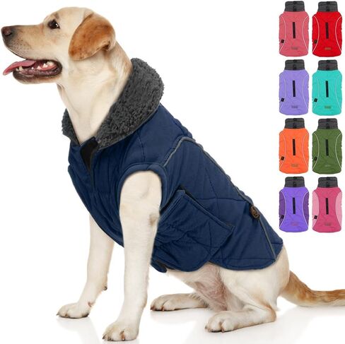 EMUST Winter Dog Coats, Fleece Dog Apparel for Cold Weather, British Style Windproof Warm Pet Jacket for for Winter, Turquoise, XS in Kuwait