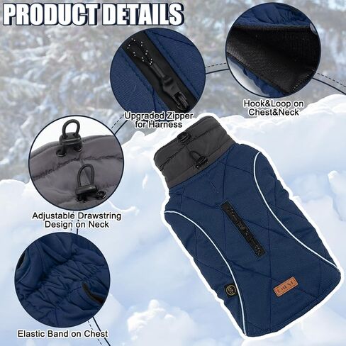 EMUST Winter Dog Coats, Fleece Dog Apparel for Cold Weather, British Style Windproof Warm Pet Jacket for for Winter, Turquoise, XS in Kuwait