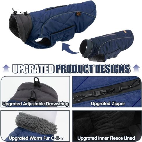 EMUST Winter Dog Coats, Fleece Dog Apparel for Cold Weather, British Style Windproof Warm Pet Jacket for for Winter, Turquoise, XS in Kuwait