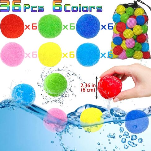 كرات الإسفنج المائية القابلة لإعادة الاستخدام jishi 60pcs بالونات المياه للأطفال على شاطئ الأطفال ، وألعاب الفناء في الهواء الطلق للأطفال الذين تتراوح أعمارهم بين 3-5 سنوات in Kuwait
