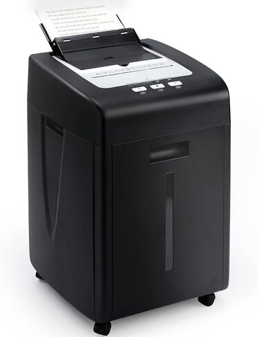 Commercial Autofeed Paper Shredder: 200 Sheets P-5 Micro Cut Shreds CDs/Cards/Staples 60-Min Continuous Run Anti-Jam 9.3 Gal Bin Quiet Heavy Duty for Home Office School Business - Black in Saudi Arabia