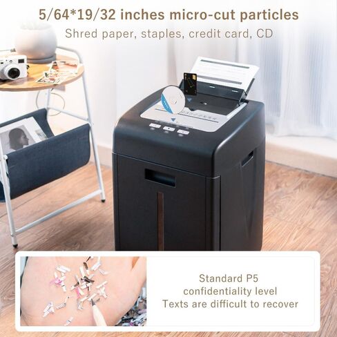 Commercial Autofeed Paper Shredder: 200 Sheets P-5 Micro Cut Shreds CDs/Cards/Staples 60-Min Continuous Run Anti-Jam 9.3 Gal Bin Quiet Heavy Duty for Home Office School Business - Black in Saudi Arabia
