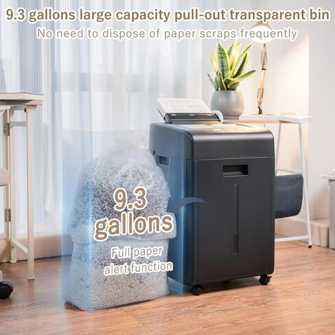 Commercial Autofeed Paper Shredder: 200 Sheets P-5 Micro Cut Shreds CDs/Cards/Staples 60-Min Continuous Run Anti-Jam 9.3 Gal Bin Quiet Heavy Duty for Home Office School Business - Black in Saudi Arabia