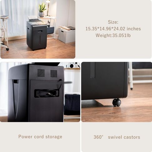 Commercial Autofeed Paper Shredder: 200 Sheets P-5 Micro Cut Shreds CDs/Cards/Staples 60-Min Continuous Run Anti-Jam 9.3 Gal Bin Quiet Heavy Duty for Home Office School Business - Black in Saudi Arabia