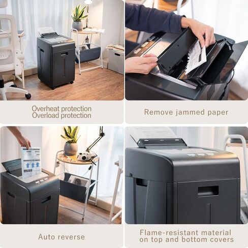 Commercial Autofeed Paper Shredder: 200 Sheets P-5 Micro Cut Shreds CDs/Cards/Staples 60-Min Continuous Run Anti-Jam 9.3 Gal Bin Quiet Heavy Duty for Home Office School Business - Black in Saudi Arabia