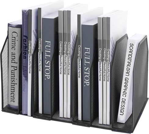 Desk File Organizer,Detachable Office Folder Organizer,Wrought Iron Paint is not Easy to Rust,Suitable for Home, School, Office Classrooms (Black - 7 grids) in Saudi Arabia