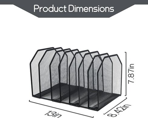 Desk File Organizer,Detachable Office Folder Organizer,Wrought Iron Paint is not Easy to Rust,Suitable for Home, School, Office Classrooms (Black - 7 grids) in Saudi Arabia