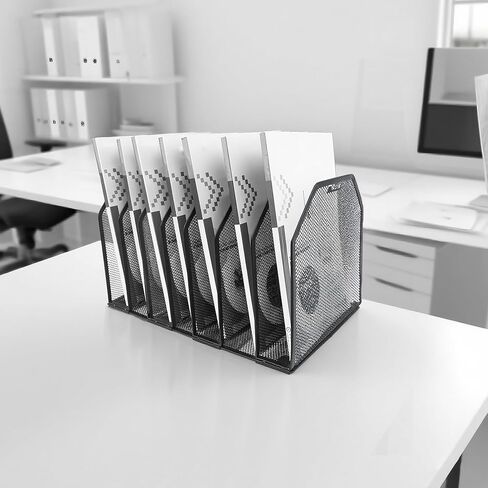 Desk File Organizer,Detachable Office Folder Organizer,Wrought Iron Paint is not Easy to Rust,Suitable for Home, School, Office Classrooms (Black - 7 grids) in Saudi Arabia