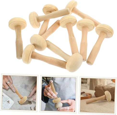 Angoily 10pcs Wooden Ink Roller Art for Printmaking Printing Roller Tool Pottery Ink in Saudi Arabia