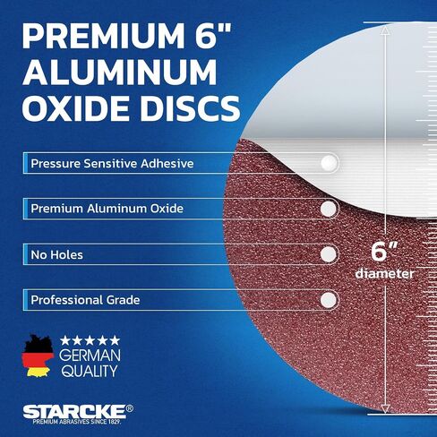 Sand Paper for Car, 50 Pack Premium 6 Inch Sanding Discs, 36 Grit Sanding Paper, Self Adhesive Orbital Sander Pads, PSA Aluminum Oxide Sandpaper Discs, Auto Sandpaper for Wood, Metal, Paint in Saudi Arabia
