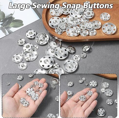 75 PCS Snaps Snaps Metal Snap Buttons اضغط على أزرار أزرار فضية للخياطة للخياطة جينز الجينز Cafts DIY (8/10/15/19/22 ملم) in Kuwait