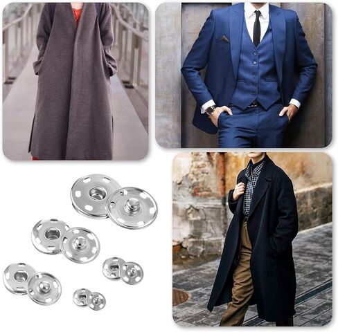 75 PCS Snaps Snaps Metal Snap Buttons اضغط على أزرار أزرار فضية للخياطة للخياطة جينز الجينز Cafts DIY (8/10/15/19/22 ملم) in Kuwait