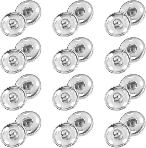UXCELL 25 مجموعات أزرار SNIP SNAP ، 12.5 مم اضغط على أزرار السحابات Snap Metal للملابس DIY الحرف والفضة in Saudi Arabia
