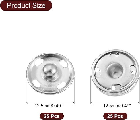 UXCELL 25 مجموعات أزرار SNIP SNAP ، 12.5 مم اضغط على أزرار السحابات Snap Metal للملابس DIY الحرف والفضة in Saudi Arabia