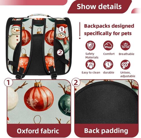 Merry Christmas Snowman Cat Backpack Carrier, Large Pet Backpack for Medium Small Dog Cat Puppy Kitty Bunny in Saudi Arabia