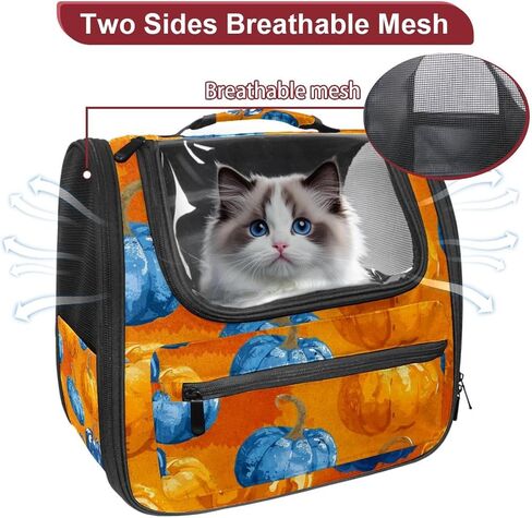 Bright Pumpkins on White Background 2_72 Pet Travel Carrier | Ventilated Comfortable Design with Safety Features | Ideal for Small to Medium Sized Pets Cats, Dogs etc in Saudi Arabia