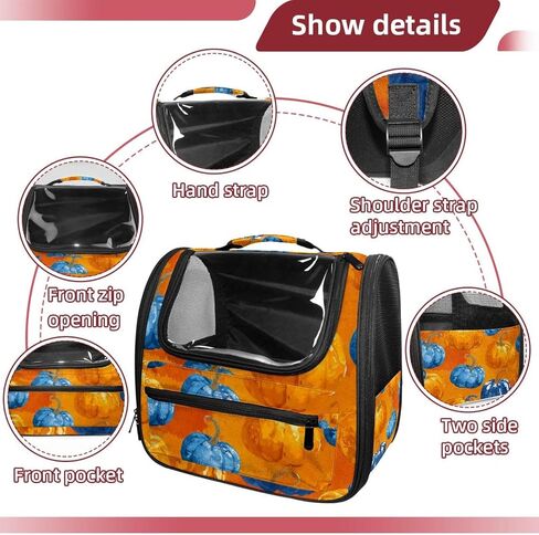 Bright Pumpkins on White Background 2_72 Pet Travel Carrier | Ventilated Comfortable Design with Safety Features | Ideal for Small to Medium Sized Pets Cats, Dogs etc in Saudi Arabia