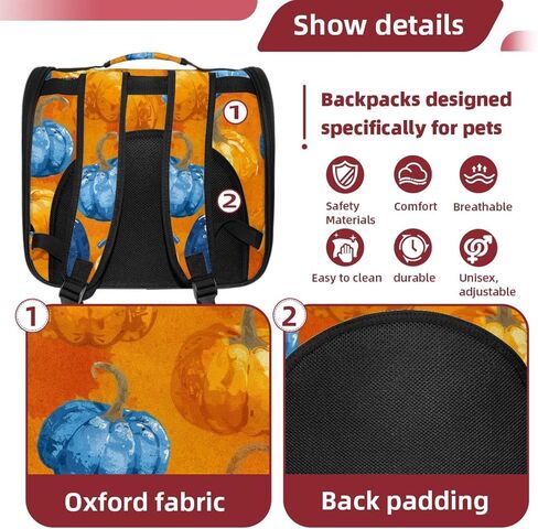 Bright Pumpkins on White Background 2_72 Pet Travel Carrier | Ventilated Comfortable Design with Safety Features | Ideal for Small to Medium Sized Pets Cats, Dogs etc in Saudi Arabia