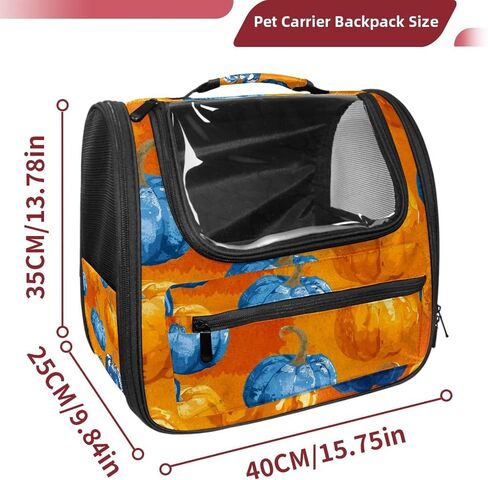 Bright Pumpkins on White Background 2_72 Pet Travel Carrier | Ventilated Comfortable Design with Safety Features | Ideal for Small to Medium Sized Pets Cats, Dogs etc in Saudi Arabia