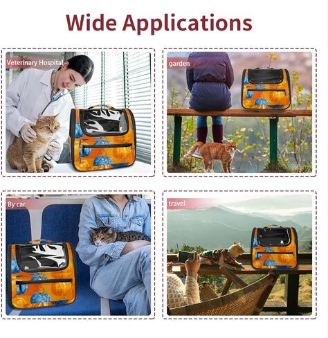 Bright Pumpkins on White Background 2_72 Pet Travel Carrier | Ventilated Comfortable Design with Safety Features | Ideal for Small to Medium Sized Pets Cats, Dogs etc in Saudi Arabia