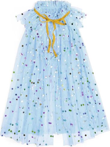 Haloumoning Princess Girls Rainbow Cape Cloak Kids Cute Sparkling Tulle Cape Birthday Party Cosplay Cosplay in Saudi Arabia