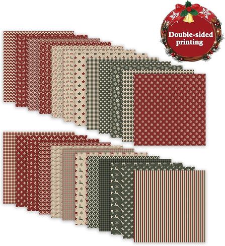 Scrapbook Paper Winter Patterned Paper for Scrapbooking, 24 Sheets Double Sided Colorful Holiday Decorative Craft Papers for Junk Journals Greeting Cards Decoration (A, 12x12 IN) in Saudi Arabia