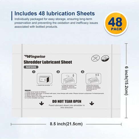 24-Pack Shredder Lubricant Sheets, 8.5 x 6 Inches, Sharpens Blades & Prevents Jams, Mess-Free Maintenance for Home and Office Use in Kuwait