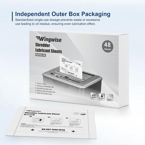 24-Pack Shredder Lubricant Sheets, 8.5 x 6 Inches, Sharpens Blades & Prevents Jams, Mess-Free Maintenance for Home and Office Use in Kuwait