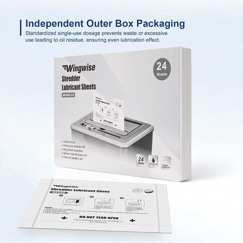 24-Pack Shredder Lubricant Sheets, 8.5 x 6 Inches, Sharpens Blades & Prevents Jams, Mess-Free Maintenance for Home and Office Use in Kuwait