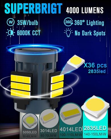 194 LED Bulb White for Car Door Lights 6000K 2825 W5W T10 168 LED Bulb with Projector Replacement for Map Dome Courtesy Dash Glove Box licence plate Lights(10pcs) in Kuwait