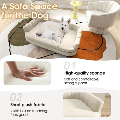 Dog Couch Sofa Bed, Comfortable Pet Sofa for Large and Medium Dogs, Soft Velvet Cushion, Durable Pet Furniture for Living Room, Washable Dog Bed for Couch 40.16‘’ (Gray) in Saudi Arabia
