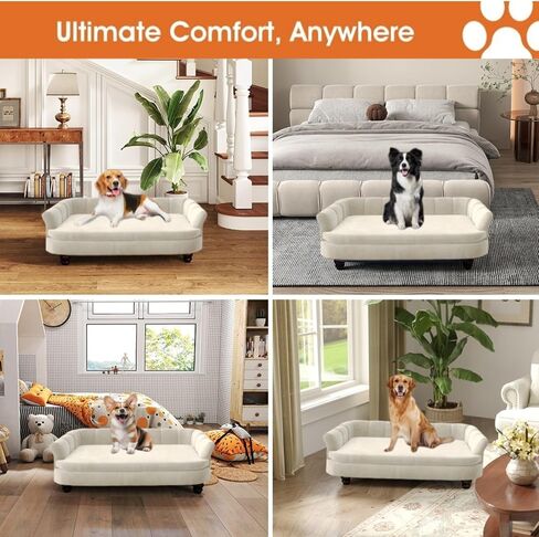 Dog Couch Sofa Bed, Comfortable Pet Sofa for Large and Medium Dogs, Soft Velvet Cushion, Durable Pet Furniture for Living Room, Washable Dog Bed for Couch 40.16‘’ (Gray) in Saudi Arabia