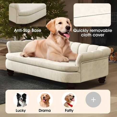 Dog Couch Sofa Bed, Comfortable Pet Sofa for Large and Medium Dogs, Soft Velvet Cushion, Durable Pet Furniture for Living Room, Washable Dog Bed for Couch 40.16‘’ (Gray) in Saudi Arabia